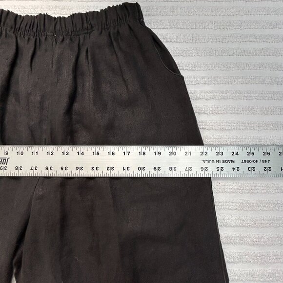 XiAO Womens High Rise Linen Pull-On Wide-Leg Cropped Pants Size Medium Black USA - Picture 5 of 7